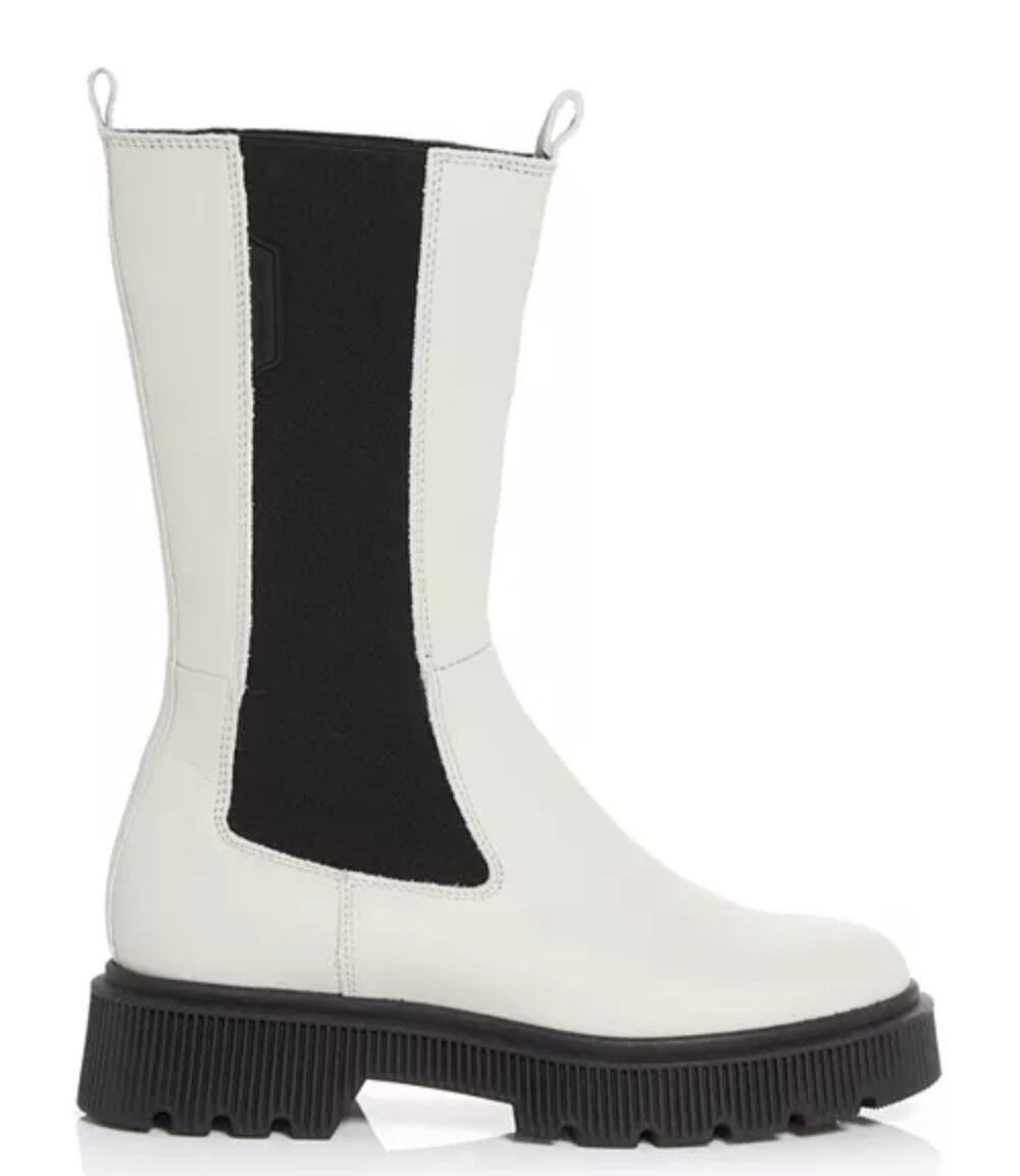 KURT GEIGER LONDON Women's Stint Tall Chelsea Boots Pull-on Cream Women's 9.5